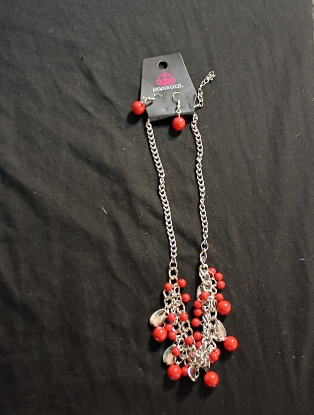 paparazzi Red Bead Layered Chain Necklace